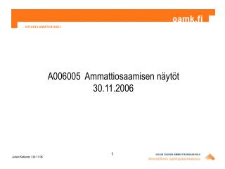 A006005 Ammattiosaamisen näytöt 30.11.2006