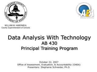Data Analysis With Technology AB 430 Principal Training Program