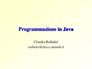 Programmazione in Java