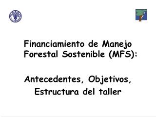 Financiamiento de Manejo Forestal Sostenible (MFS): Antecedentes, Objetivos, Estructura del taller