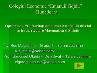 Colegiul Economic “Emanuil Gojdu” Hunedoara