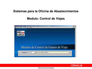 Sistemas para la Oficina de Abastecimientos Modulo: Control de Viajes