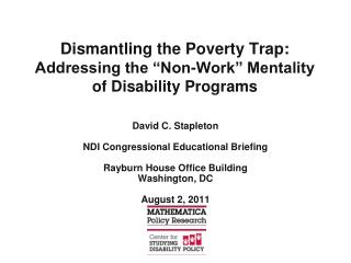 Dismantling the Poverty Trap: Addressing the “Non-Work” Mentality of Disability Programs