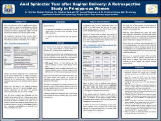 Anal Sphincter Tear after Vaginal Delivery: A Retrospective Study in Primiparous Women
