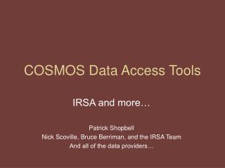 COSMOS Data Access Tools