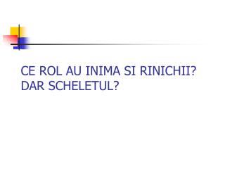 CE ROL AU INIMA SI RINICHII? DAR SCHELETUL?