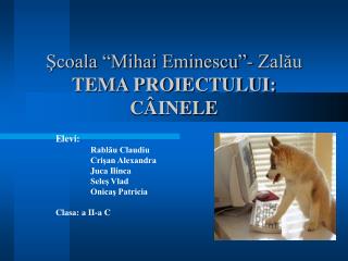 Şcoala “Mihai Eminescu”- Zalău TEMA PROIECTULUI: CÂINELE