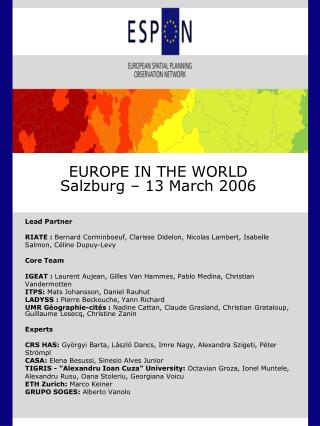 EUROPE IN THE WORLD Salzburg – 13 March 2006