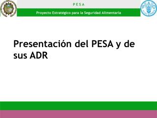 Presentación del PESA y de sus ADR
