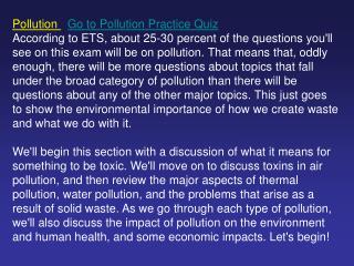 Pollution Go to Pollution Practice Quiz