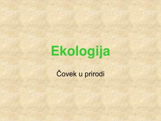 Ekologija