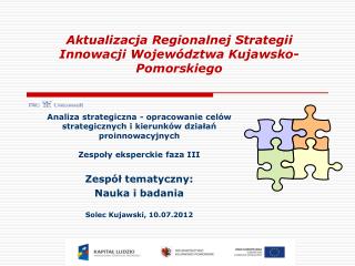 Aktualizacja Regionalnej Strategii Innowacji Województwa Kujawsko-Pomorskiego