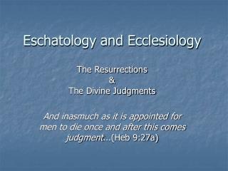 Eschatology and Ecclesiology