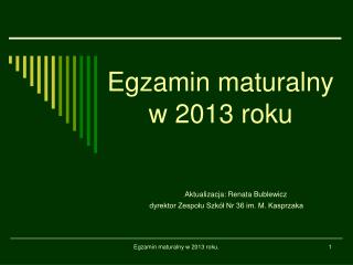 Egzamin maturalny w 2013 roku