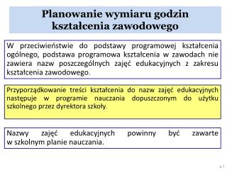 Planowanie wymiaru godzin kształcenia zawodowego