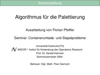 Algorithmus für die Palettierung Ausarbeitung von Florian Pfeiffer