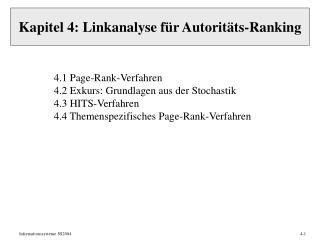 Kapitel 4: Linkanalyse für Autoritäts-Ranking