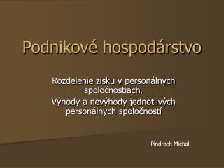 Podnikové hospodárstvo