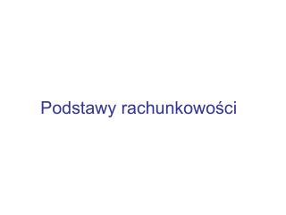 Podstawy rachunkowości