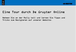 Eine Tour durch De Gruyter Online