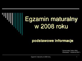 Egzamin maturalny w 2008 roku