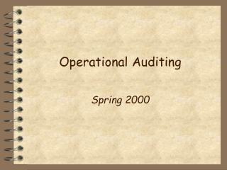 Operational Auditing