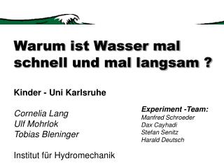 Experiment -Team: Manfred Schroeder Dax Cayhadi Stefan Senitz Harald Deutsch