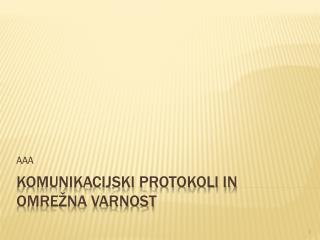 Komunikacijski protokoli in omrežna varnost