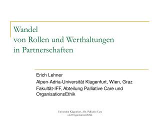 Wandel von Rollen und Werthaltungen in Partnerschaften