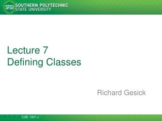 Lecture 7 Defining Classes