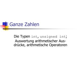 Ganze Zahlen