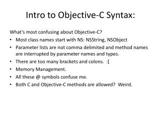 Intro to Objective-C Syntax: