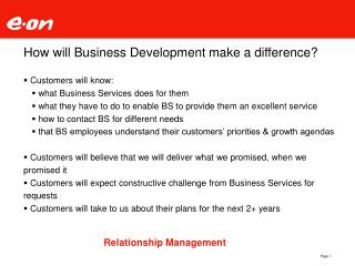 How will Business Development make a difference?