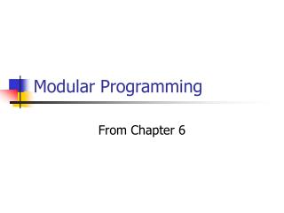 Modular Programming