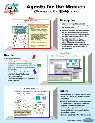 Results Three Agent Technologies eGents - agents communicating via email
