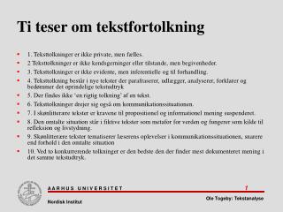 Ti teser om tekstfortolkning