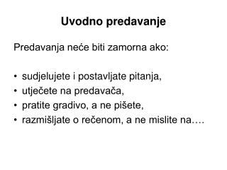 Uvodno predavanje