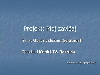 Projekt: Moj zavičaj