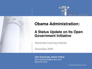 Obama Administration: A Status Update on Its Open Government Initiative