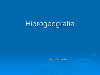 Hidrogeografia