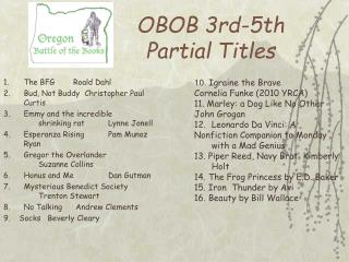 OBOB 3rd-5th Partial Titles