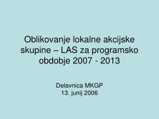 Oblikovanje lokalne akcijske skupine – LAS za programsko obdobje 2007 - 2013