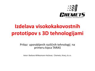 Izdelava visokokakovostnih prototipov s 3D tehnologijami