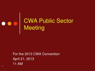 CWA Public Sector Meeting