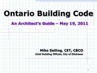 Ontario Building Code An Architect’s Guide – May 19, 2011