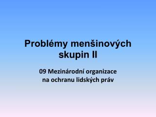 Problémy menšinových skupin II