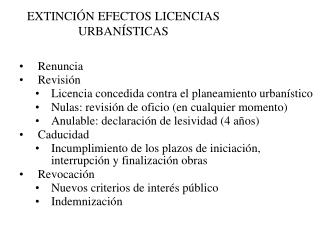 EXTINCIÓN EFECTOS LICENCIAS URBANÍSTICAS