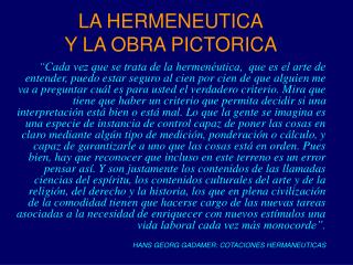 LA HERMENEUTICA Y LA OBRA PICTORICA