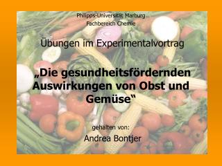 Philipps-Universität Marburg Fachbereich Chemie Übungen im Experimentalvortrag