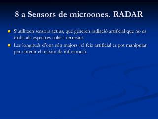 8 a Sensors de microones. RADAR